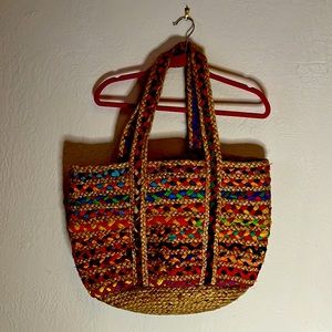 Woven multi-color Beach Bag, Tote. Large capacity